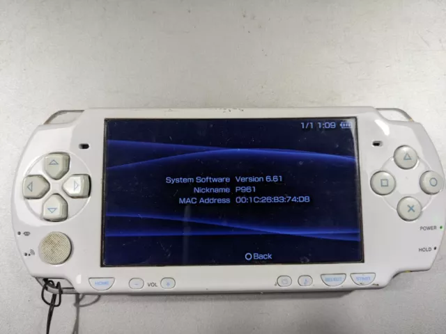 PSP PlayStation Portable PSP 2002 White with Yellow back, New Battery + Charger