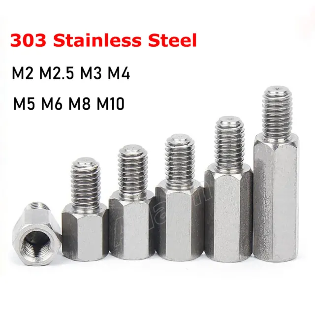 M2 - M10 303 Stainless Hex Male-Female Spacers Standoff Pillar PCB Studs Screw