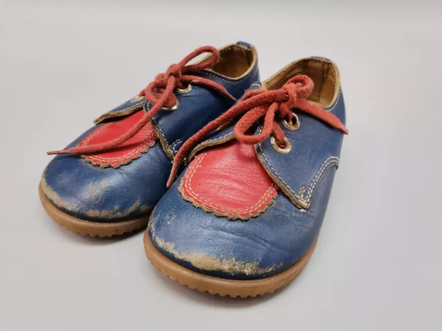 Schuhe DDR Kinderschuhe Leder blau/rot MISCHKA Banner Schuh Gr.14 Kult Vintage