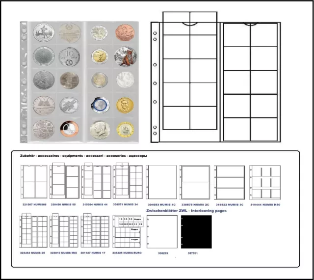 Hojas monedas NH20 Numis 34 Para Hasta 34 MM Leuchtturm 338571-L 1X Paquete