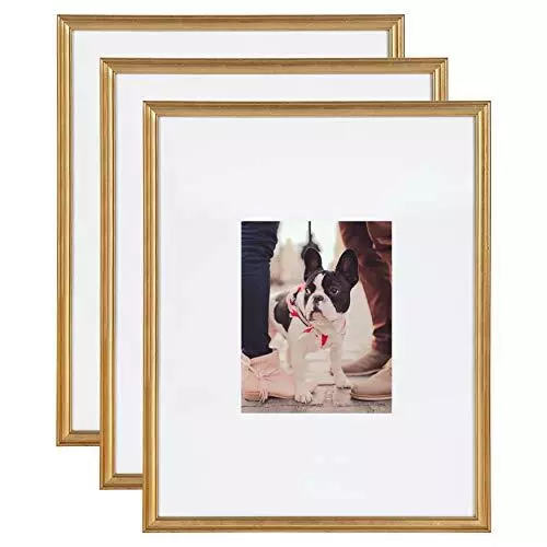 Adlynn Wall Set, 16" x 20" matted to 16x20 matted to 8x10 Picture Frame Gold
