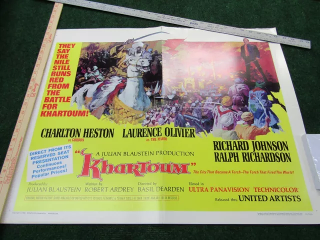 Khartoum 1966 Movie Poster 22x28 ~ 66/266 ~ Charlton Heston, Laurence Olivier