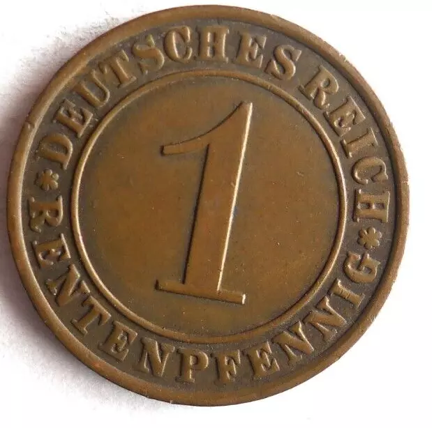 1923 G WEIMAR Germany RENTENPFENNIG - Excellent Coin - Germany Bin #4