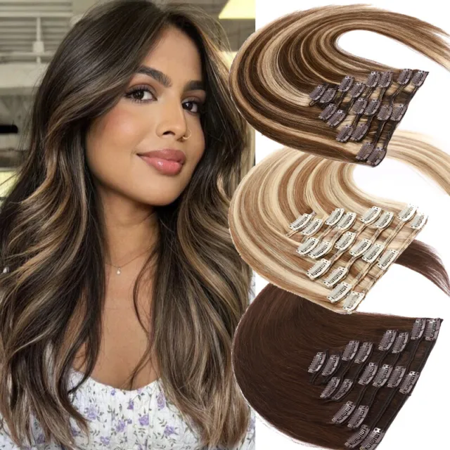 Extensiones de Cabello Remy Humano 100% Real Resaltado Cabeza Completa GRUESO