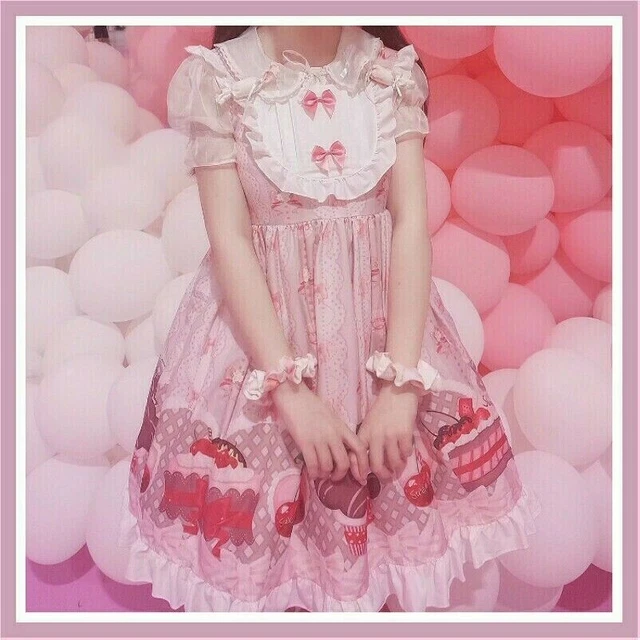 Donna Ragazza Lolita Abito Jsk Maglione Kawaii Carino Arco a Balze Japanese NR9