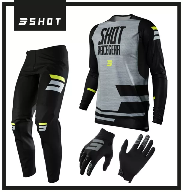 New Shot Contact Motocross Kit Loom Grey Mx Enduro Pants Jersey & Gloves