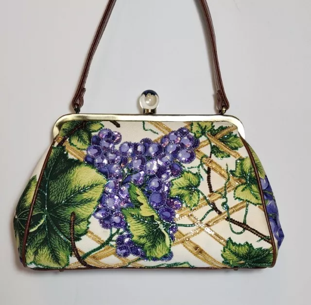 Isabella Fiore Grape Vinyard Embellished Push Top Lock Multimedia Handbag Mp$359