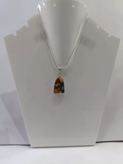 925 Sterling Silver Handmade Natural Dichroic glass Pendant Jewelry