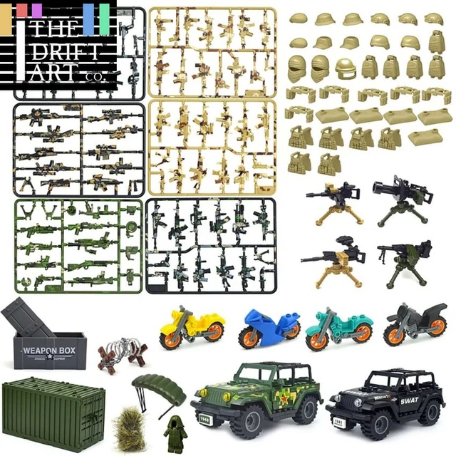 MILITARY WEAPON GUN Rifle Pistol Mortar SUV Motorcycle Building Blocks
