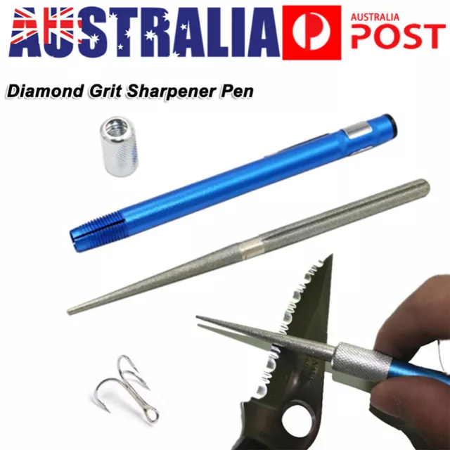 Diamond Grit Sharpener Pen File Knife Fishing Hook Hunting Camping Pocket Stone