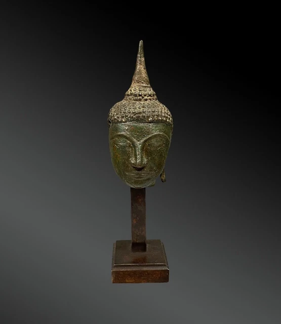 RARE ANTIQUE BRONZE HEAD Of BUDDHA 17 Century