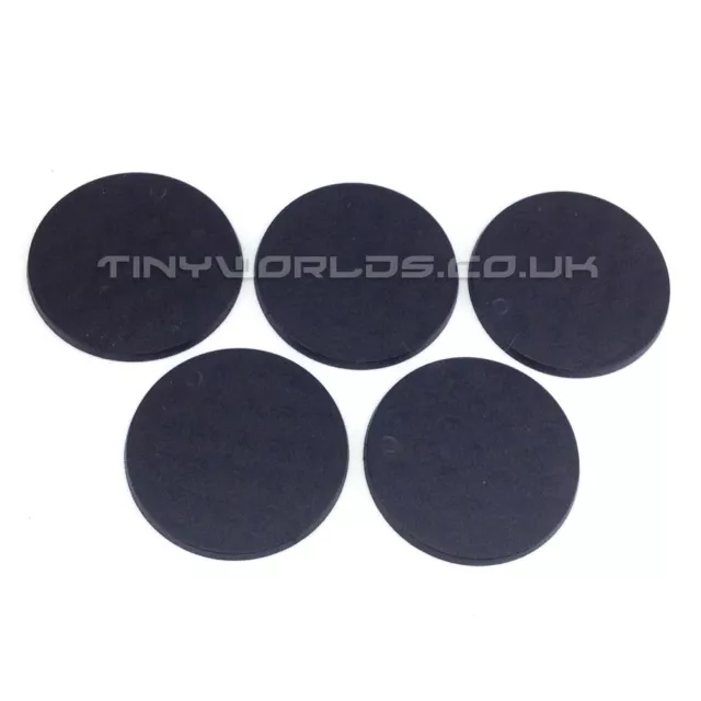 5 x 50mm Round Black Plastic Bases - Wargaming Warhammer 40k Slot Slotta Base