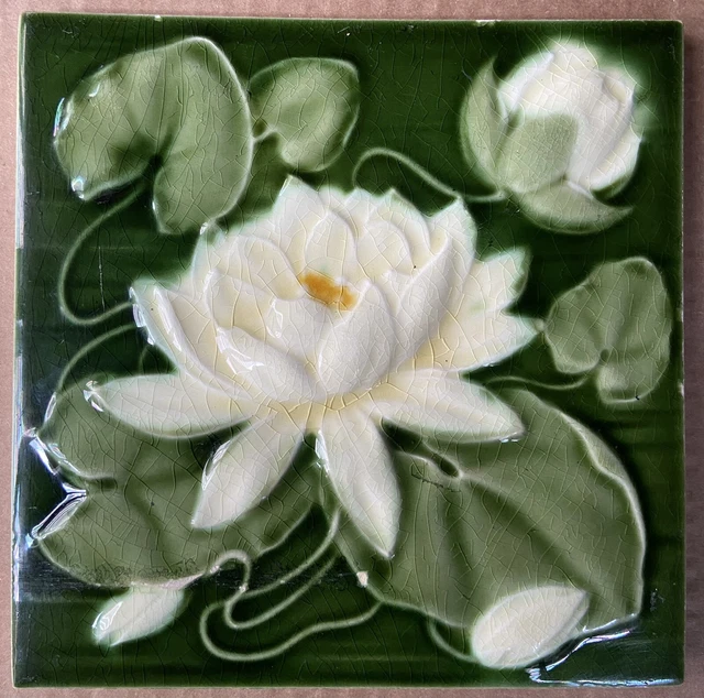 Antique -Art Nouveau- European - Majolica Tile C1900
