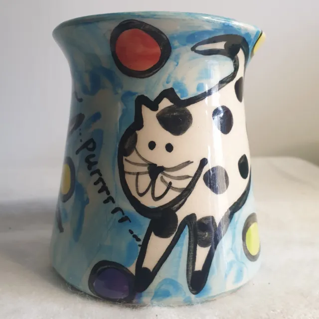 Hand Painted Cat Decorative 10cm Art pottery Teabag Holder Ceramic Pot Vase Jar
