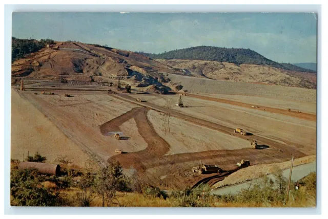 Aerial View Of Oroville Dam Construction Feather River California CA Postcard