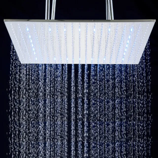 Kopfbrause Rainshower Luxus Edelstahl 60cm LED Regendusche Brausekopf Duschkopf