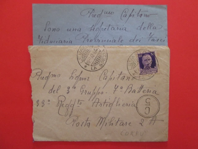 franchigia da LEVANTO x POSTA MILITARE 2 CORFU'