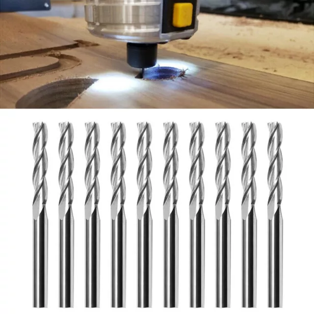 10x 1/8 Carbide Double Flute Spiral Upcut Shank End Mill CNC Router Bits 17mm