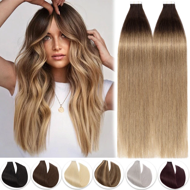 60 Bandes Extensions Cheveux Humains - Ruban Adhésif, Longueur 50 Pouces, Multiples Couleurs