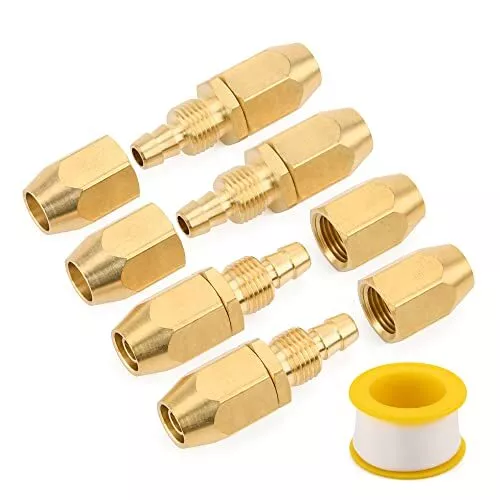 SILATU Air Hose Repair Kit - 1/4 Inch Air Hose Fittings Solid Brass Reusable