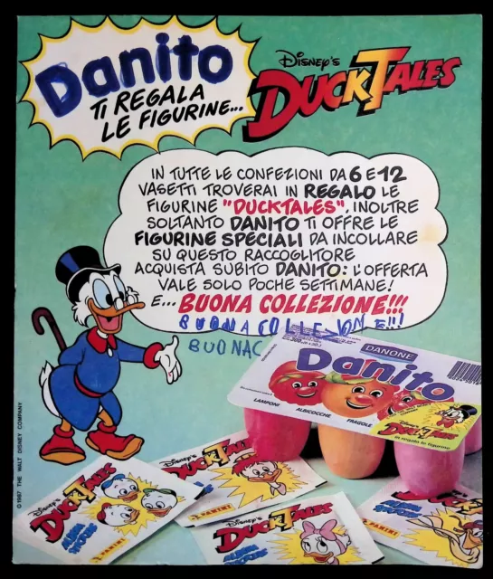 Pubblicita' Vintage 1987 Figurine Disney Duck Tales Danito Danone Advertising