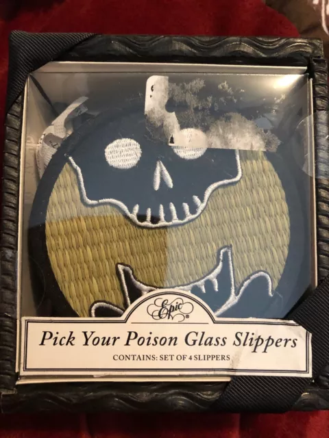 Pick Your Poison Glass Slippers Skull Coaster Set Of 4 2