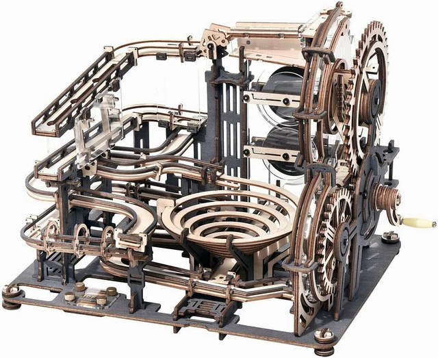 ROKR Marble Night City Mechanical 3D Wooden Puzzle Marble Run Model Building Kit
