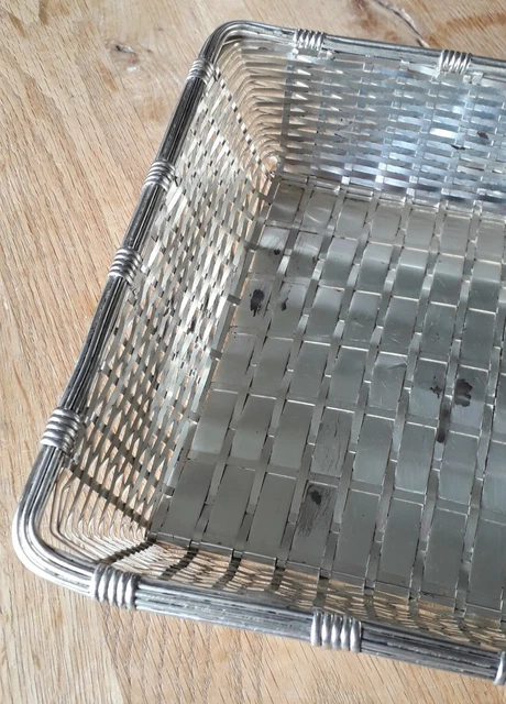Panier à Pain en Métal Argenté Tressé Signé Christofle Coll. Gallia - Carré 23cm 18