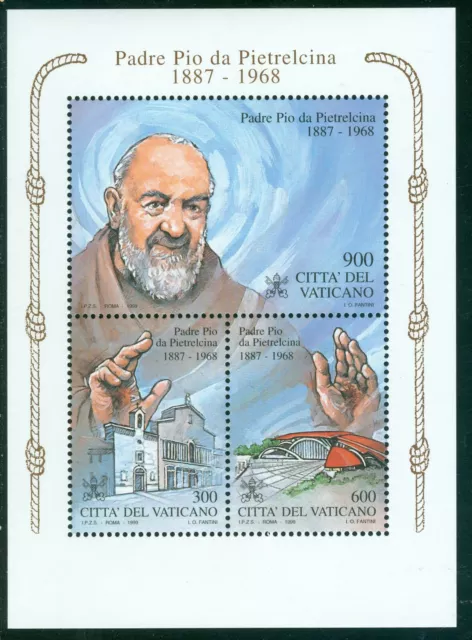 1999 Vatican City Sc# 1106: Padre Pio da Pietrelcina MNH souvenir sheet