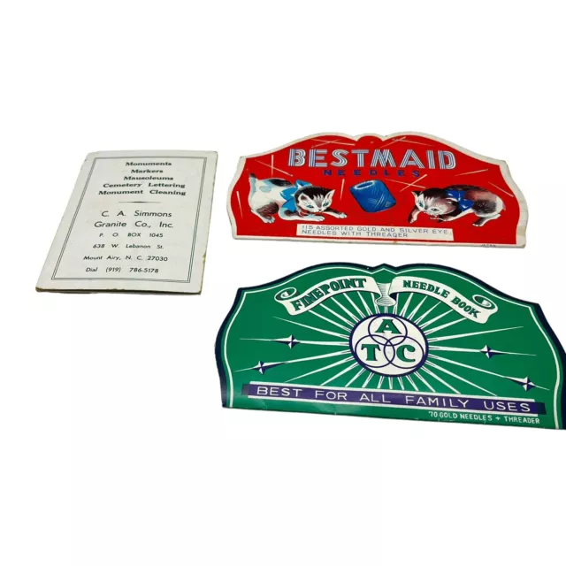 Sewing Needle Sets Vintage Best Maid, Finepoint, Advertising For Tombstones