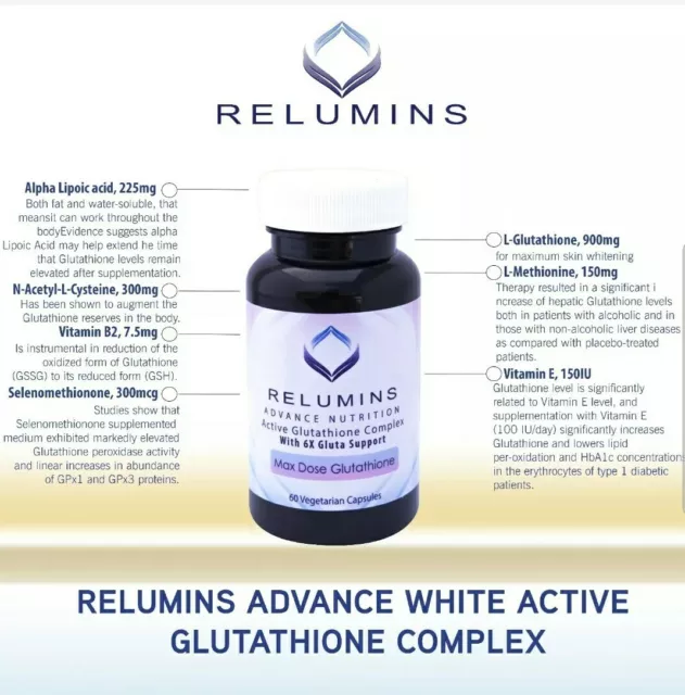 Relumins Advance weißer aktiver Gluta-Komplex mit 6x Boostern 60er Jahre 2