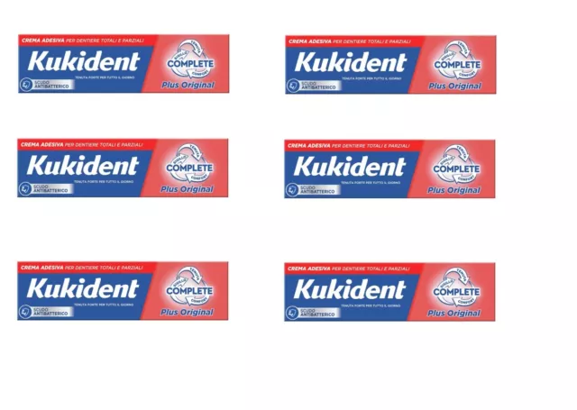 Kukident Plus Complete 40 Gr Pasta-Crema Adesiva  Per Protesi E Dentiere 6 Pezzi