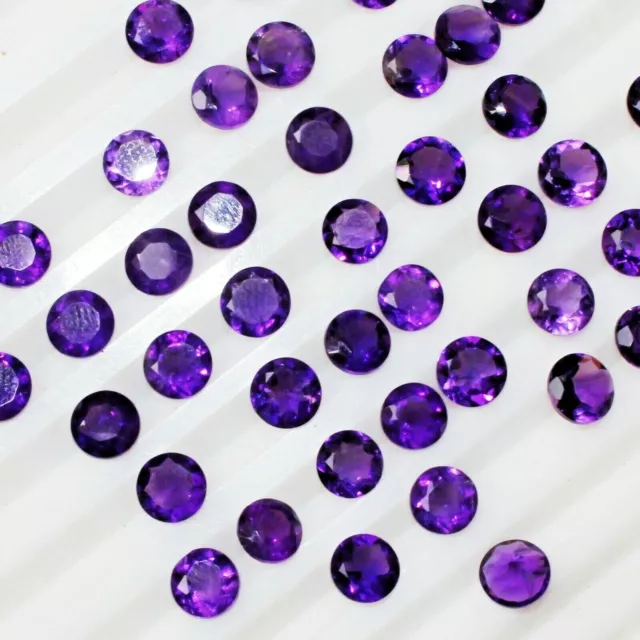 Wholesale Lot 5mm Round Facet Natural African Amethyst Loose Calibrated Gemstone