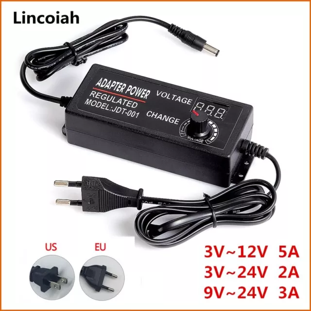 Adaptador universal de CA/CC ajustable 3V 5V 6V 9V 12V 15V 18V 24V 1A 2A 3A 5A