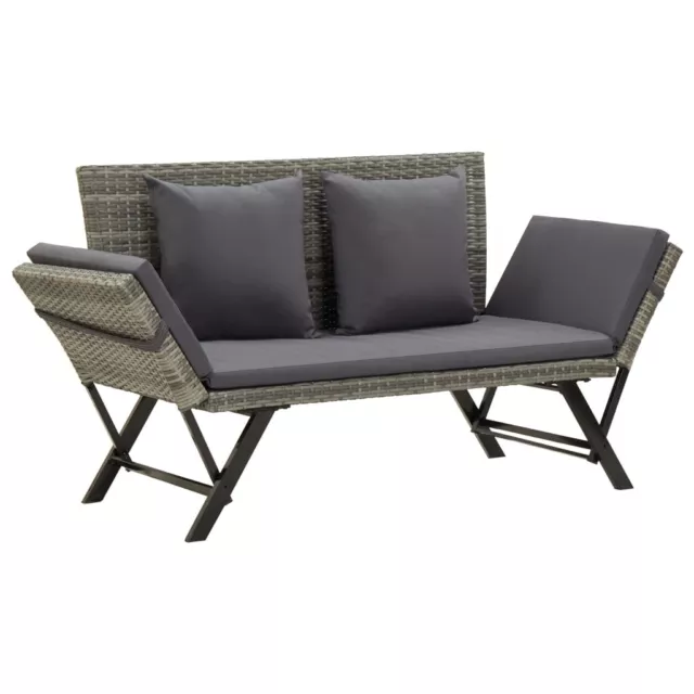 Poly Rattan Garden Outdoor Lounge Bench Bed with Cushions