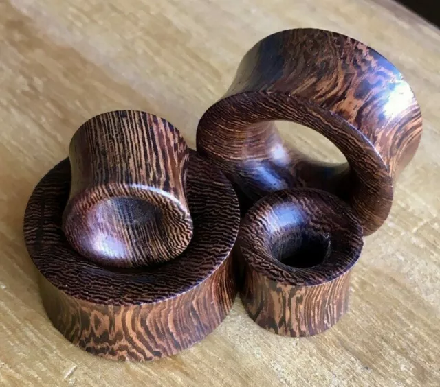 PAIR Concave Snake Wood Organic Double Flare Tunnels Body Jewelery Plugs Gauges