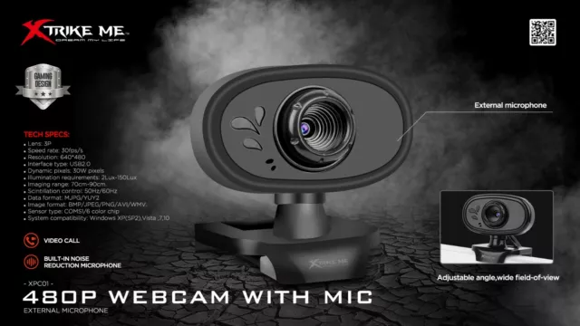 Webcam Camara Web CAM CMOS con Microfono Formato Compacto Pinza sujecion USB 3