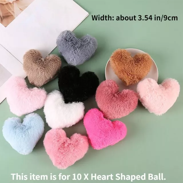 10X Pelliccia Finta Cuore Forma Pompom Pelo Soffice Pendente Portachiavi 9cm 2