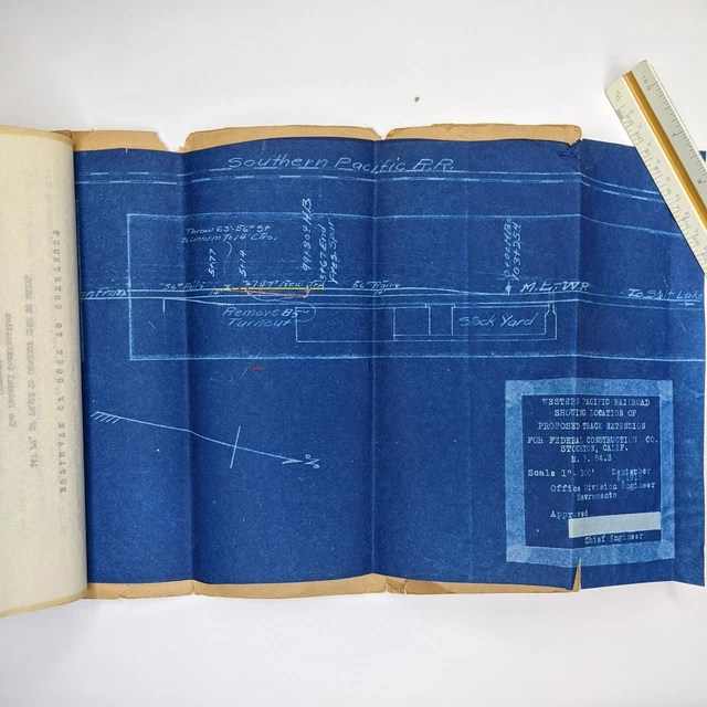 1919 California Western Pacific Railway Track Estimate Blueprint Agreement SP 2C