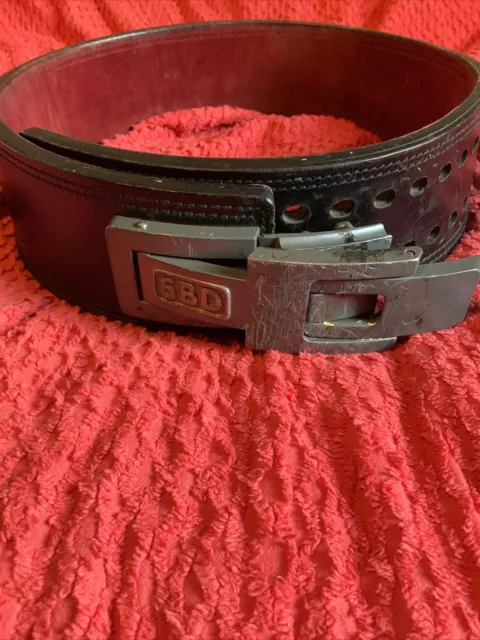 Used SBD XXL Weightlifting Belt Leather & Metal Clip Fastening Easy Release