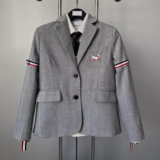 Thom Browne Women's Woven Woolen Suit Jacket Pleated Skirt 2