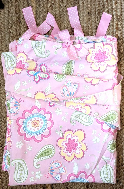 POTTERY BARN Niños Samantha Doble Cubierta Edredón Rosa Cachemira Flor Mariposa Algodón