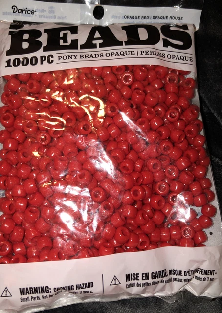 Darice Pony Beads 6 mm X 9 mm 1,000/Pkg Opaque RED for kids crafts and beading