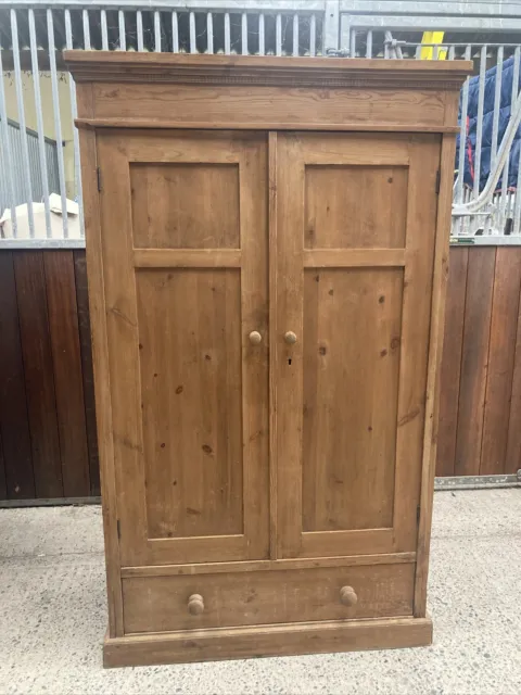Antique pine wardrobe with drawer