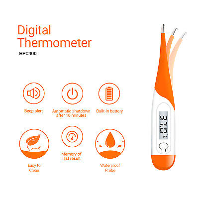 Termómetro digital LCD médico oral debajo del brazo, bebé, adulto termómetro flexible