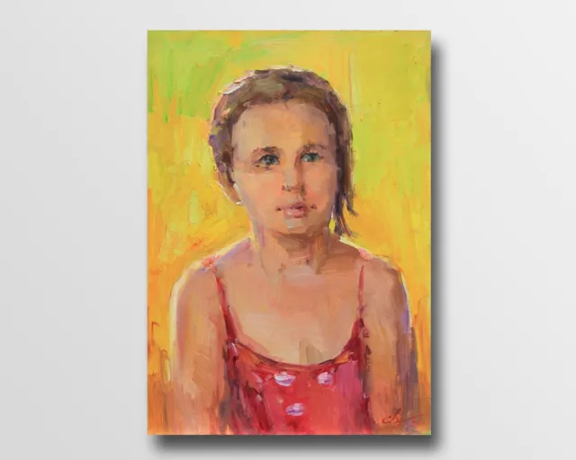 Portrait painting Original art Impressionism Oil on panel by S. Chernyakovsky