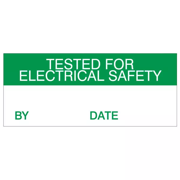Testato Per Sicurezza Elettrica Etichette Verde Su Nylon Tessuto 38 x 15mm