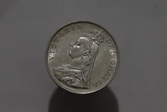Uk Gb Double Florin 1889 Silver Scarce High Grade Beauty On Hand B51 #5435