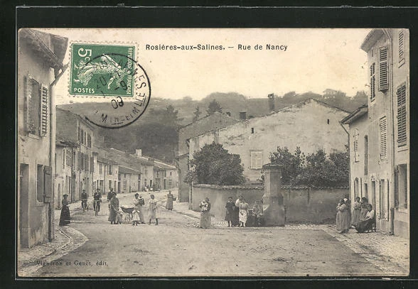CPA Rosières-aux-Salines, Rue de Nancy, view from rue 1909