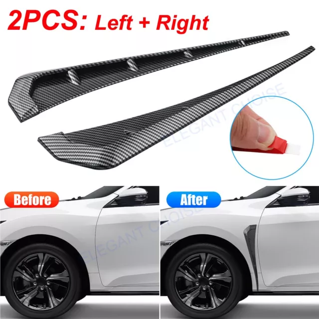 2pcs Carbon Fiber Car Side Fender Vent Air Wing Cover Trim Exterior Accessories